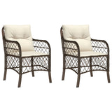Garden Chairs with Cushions 2 pcs Brown Poly Rattan 365154