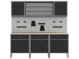 Work Cabinet with Drawer 7 pcs Black Engineered Wood and Steel 3321430