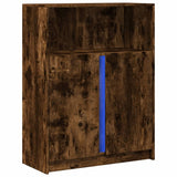Sideboard with LED Smoked Oak 77x34x100 cm Engineered Wood 852149