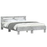 Bed Frame Concrete grey Engineered wood, Plywood Double Bed Frame 3207549