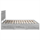 Bed Frame with Drawer Grey Sonoma 200 x 200 cm Engineer Wood 3409431