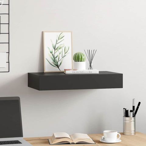 Floating Wall Shelf with Drawer Black 48x25x8 cm 288205