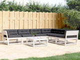 6 Piece Garden Sofa Set with Cushions White Solid Wood Pine 3217021