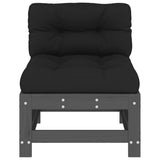 Middle Sofa with Cushions Grey Solid Wood Pine 825662