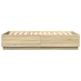 Bed Frame with LED without Mattress Sonoma Oak 150x200 cm King Size 3209606