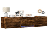 TV Cabinet with LED Smoked Oak 140 x 34 x 40 cm Engineered Wood 3418703