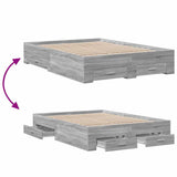 Bed Frame with Drawers without Mattress Grey Sonoma 135x190 cm Double 3280410