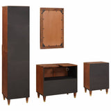 Bathroom Cabinet 4 pcs Brown and Black Solid Mango Wood 3310173