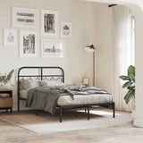 Metal Bed Frame without Mattress with Headboard Black 120x200cm 377115