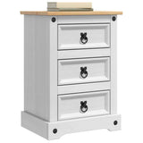 Bedside Table Corona White 45 x 35 x 64 cm Solid Pine Wood 42021187