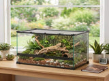 Reptile Glass Terrarium with Stone Background, Front Ventilation, Escape-Proof Knob Lock, 50 x 30 x T3398P548050