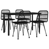 5 Piece Garden Dining Set Black Poly Rattan 3157896