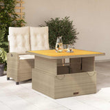 2 Piece Garden Dining Set with Cushions Beige Poly Rattan 3277415