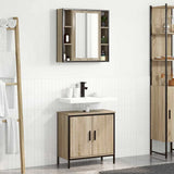 Bathroom Furniture Set with Shelf 2 pcs Brown Engineered wood 3345128