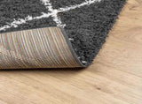 Shaggy Rug PAMPLONA High Pile Modern Black and Cream 140x200 cm 375411