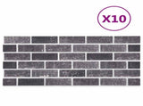 Wall Panels 10 pcs Black and Grey 100 x 50 cm EPS Foam 42046093