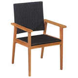 5 Piece Outdoor Dining Set Poly Rattan Black and Brown 44075