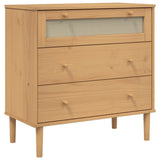 Drawer Cabinet SENJA Rattan Look Brown 80x40x80 cm Solid Wood Pine 358022