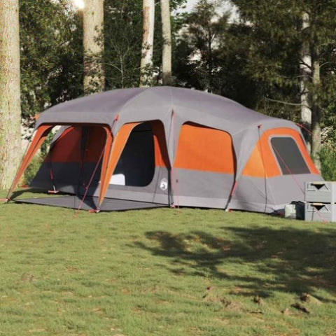 ZNTS Family Tent with Porch Dome 9-Person Grey and Orange Waterproof 4009586