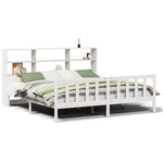 ZNTS Bookcase Bed without Mattress White 180x200 cm Super King Solid Wood Pine 3321711