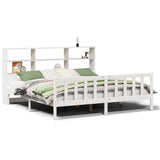 ZNTS Bookcase Bed without Mattress White 180x200 cm Super King Solid Wood Pine 3321711