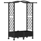 Raised Bed with Trellis and Roof Black 124 x 40 x 129 cm PP 3423010