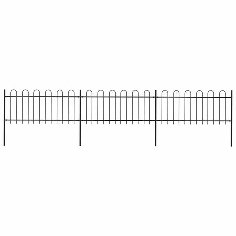 Garden Fence with Hoop Top Steel 537x80 cm Black 277649