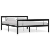 Bed Frame without Mattress Black and White Metal 140x200 cm 284553