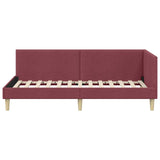 Corner Bed Frame with Headboard Wine Red 90 cm x 190 cm Velvet 42016184