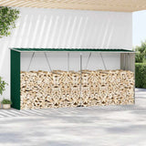 Garden Log Storage Shed Galvanised Steel 330x84x152 cm Green 47083