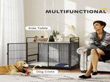 Large Dog Crate Furniture with Rotating Bowl Holder, 2 Bowls, 2 Doors, for Large Dogs, 100 x 60 x 88 T3398P376494