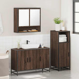 3 Piece Bathroom Furniture Set Brown Oak Engineered Wood 3300984
