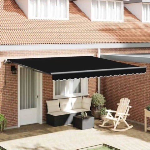 Retractable Awning Manual Black 400 x 300 cm Fabric 3330595