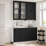 Kitchen Unit PORTO 4 pcs Black Engineered Wood 3438346