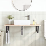 Basin Shelf Wall Mounted Steel and Solid Wood Beech 3302435