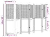 Room Divider 6 Panels Dark Brown Solid Wood Paulownia 358714