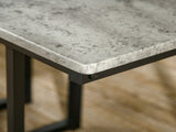 Dining Table and Chairs Set for 4 People, Concrete Effect Kitchen Table and Bench Set with Steel T3398P342283
