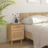 ZNTS Bedside Cabinets 2 pcs Brown Solid Wood Pine and Natural Rattan 345611