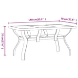 Garden Table Black 140x70x70 cm Steel and Glass 318768