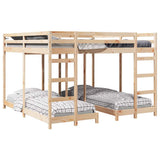 Triple Bunk Bed Frame Natural 80 / 200 x 200 cm Solid Pine Wood 3414558