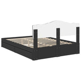 Storage Bed with Headboard Black 150 x 200 cm Engineered Wood 3413083