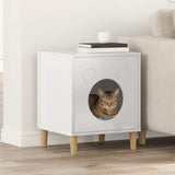 Cat House Gloss White 42.5 x 40 x 53 cm Engineered Wood 8000675