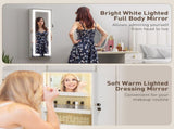LED Mirror Jewellery Cabinet, Wall Mounted Full Length Mirror with Storage, Lockable Jewellery T3398P551781