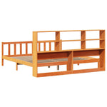 ZNTS Bookcase Bed without Mattress Wax Brown 200x200 cm Solid Wood Pine 3321726