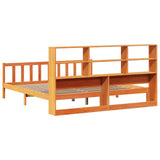 ZNTS Bookcase Bed without Mattress Wax Brown 200x200 cm Solid Wood Pine 3321726