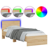 Bed Frame without Mattress with LED Lights Sonoma Oak 75x190 cm Small Single 838843