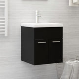 Sink Cabinet with Built-in Basin Black Engineered Wood 3070812