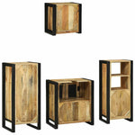 Bathroom Furniture Set with Shelf 4 pcs Brown Solid Mango Wood 3305654