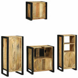 Bathroom Furniture Set with Shelf 4 pcs Brown Solid Mango Wood 3305654