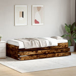 ZNTS Daybed with Drawers without Mattress Smoked Oak 90x190 cm Single 3280885